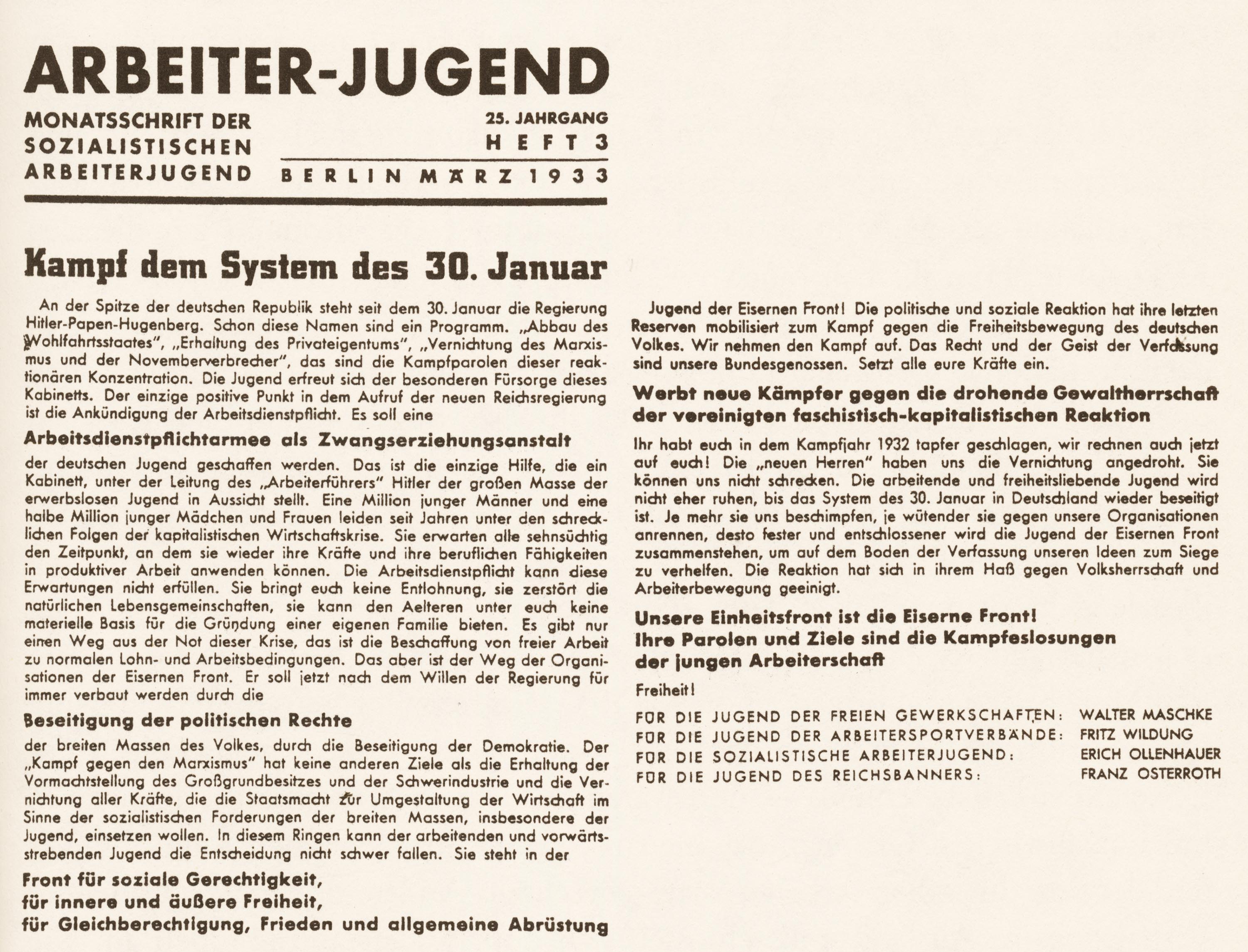 Vorletzte Ausgabe der Mitgliederzeitung der SAJ